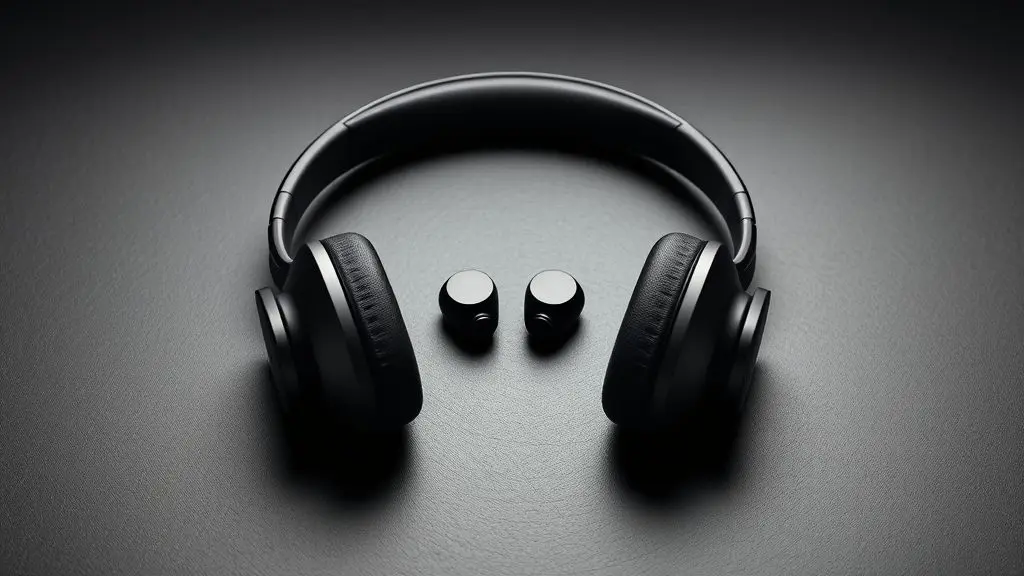 Análise completa dos fones H'Maston, mostrando um par de fones de ouvido over-ear e um par de fones intra-auriculares sem marca em um fundo escuro.