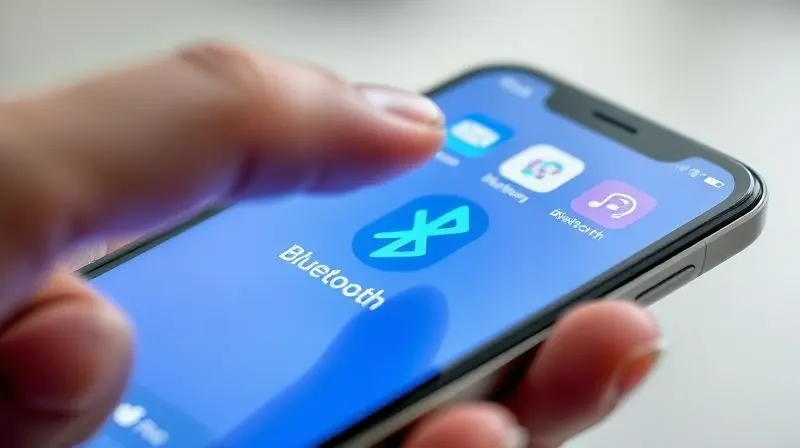 Pessoa ativando a função Bluetooth no iPhone através do painel de controle para iniciar o processo de emparelhamento com um novo dispositivo.