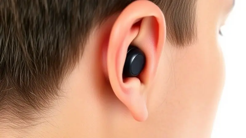 Pessoa demonstrando o jeito certo de colocar um fone de ouvido intra-auricular (in-ear) no ouvido para garantir um ajuste perfeito e seguro.