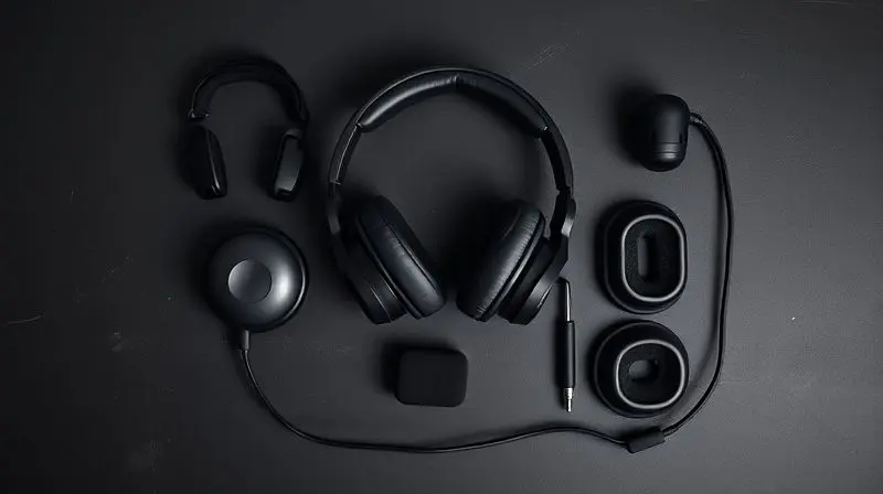 Diversos modelos de headsets gamer sobre uma mesa de madeira, ilustrando o processo de como escolher o melhor fone para jogos.