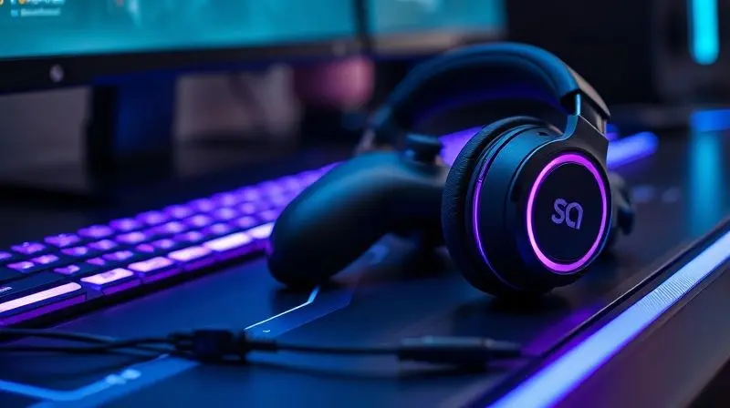 Headset gamer ao lado de um controle de videogame, representando a conexão de áudio Bluetooth para consoles.