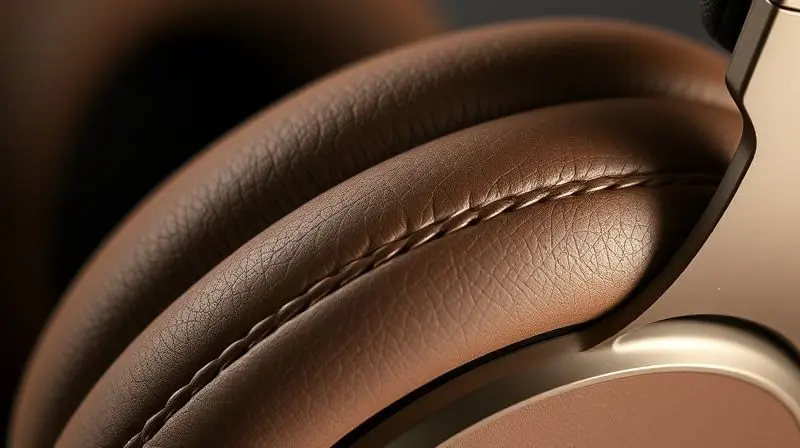 Detalhe do material macio e confortável de um fone de ouvido, demonstrando a importância do design e conforto para o uso prolongado.