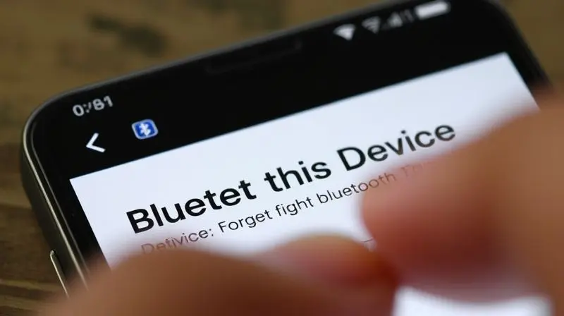 Detalhe da tela de um celular mostrando a opção 'Esquecer este Dispositivo' para desemparelhar um acessório Bluetooth permanentemente.
