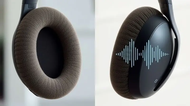 Comparativo visual entre cancelamento de ruído passivo, com isolamento físico, e ativo (ANC), com tecnologia de ondas sonoras.