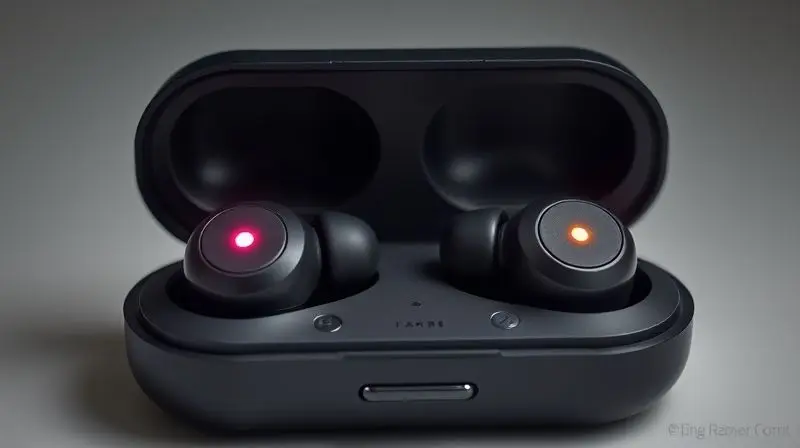 Fones de ouvido sem fio no estojo, mostrando um dos lados que não carrega a bateria, um problema comum que causa falha no áudio.