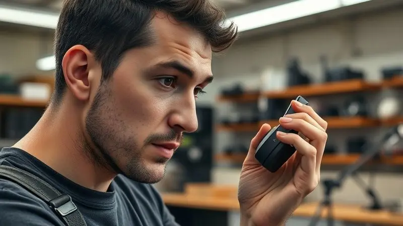 Pessoa analisando a qualidade de construção de um fone de ouvido sem fio para avaliar se a marca de fone Baseus é boa.