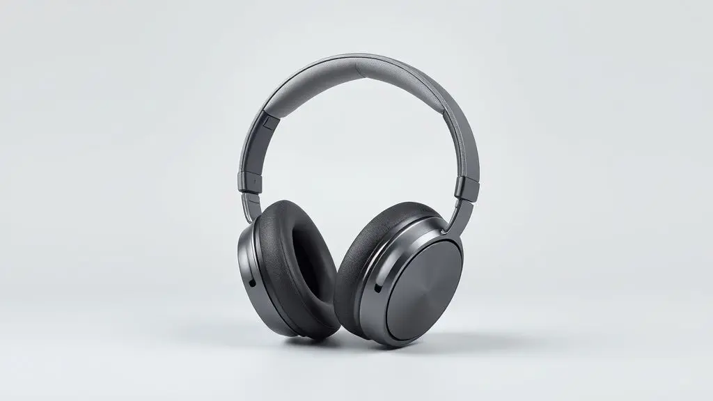 Um fone de ouvido moderno com microfone, totalmente sem marca, exibido em uma foto de estúdio profissional com fundo neutro para o guia de melhores modelos.