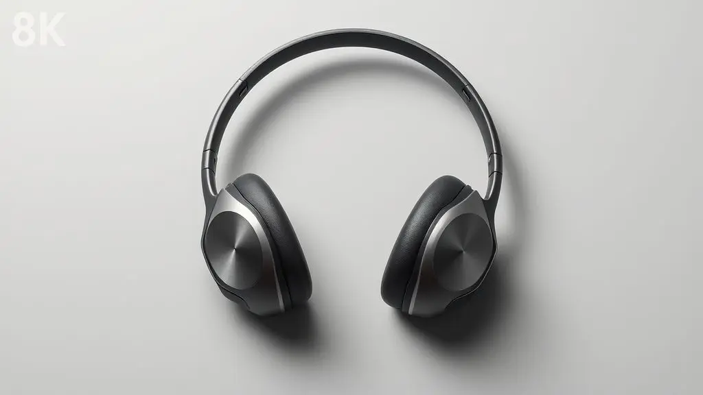 Um par de fones de ouvido modernos e sem marca com microfone, em destaque sobre um fundo neutro, representando os melhores modelos para comprar.
