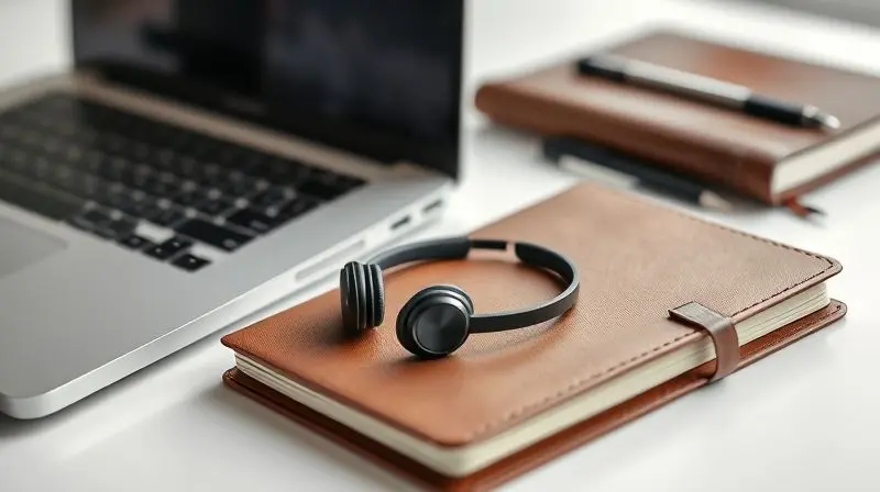 Headset profissional ao lado de um laptop em um ambiente de escritório, representando a linha de produtos Lenovo ThinkPlus focada em produtividade.