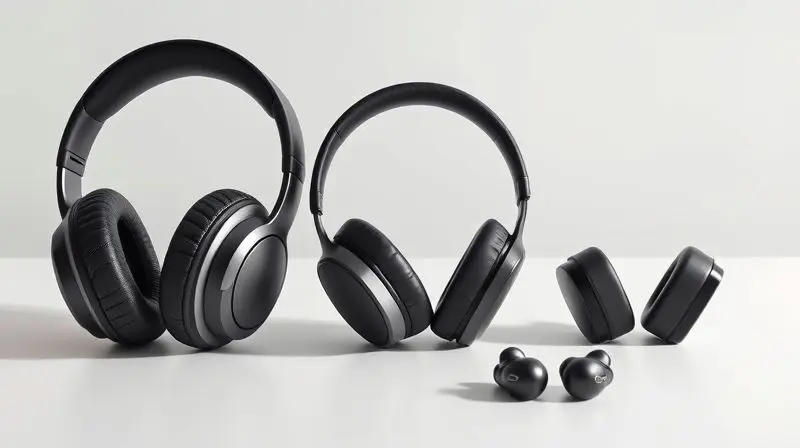 Comparativo visual mostrando os três tipos de fones de ouvido: over-ear (circumaural), on-ear (supra-aural) e in-ear (intra-auricular).
