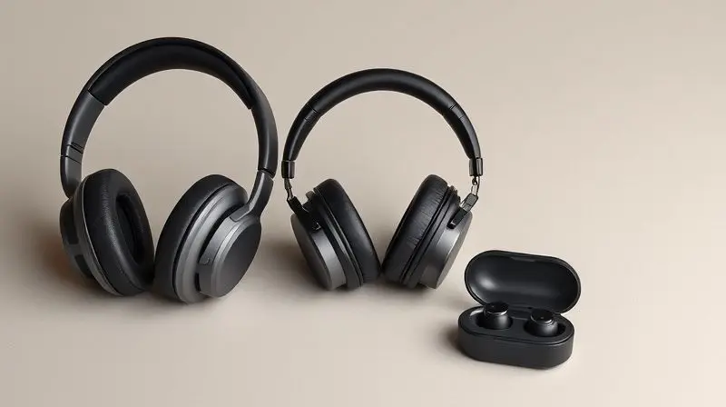 Comparativo visual dos três tipos de fone de ouvido: over-ear (circum-aural), on-ear (supra-aural) e in-ear (intra-auricular).